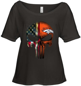 Denver Broncos skull american flag shirt