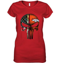 Load image into Gallery viewer, Denver Broncos skull american flag shirt
