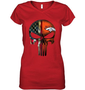 Denver Broncos skull american flag shirt