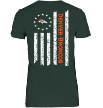 Load image into Gallery viewer, Denver Broncos star american flag on back shirt
