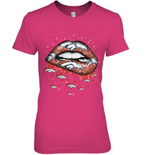 Load image into Gallery viewer, Denver Broncos heart glitter pattern lips shirt
