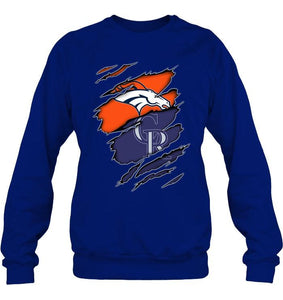 Denver Broncos and Colorado Rockies layer under ripped shirt