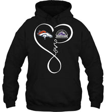 Load image into Gallery viewer, Denver Broncos Colorado Rockies love heart shirt
