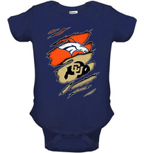 Load image into Gallery viewer, Denver Broncos and Colorado Buffaloes layer under ripped shirt
