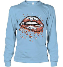 Load image into Gallery viewer, Denver Broncos heart glitter pattern lips shirt
