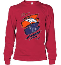 Load image into Gallery viewer, Denver Broncos and Colorado Rockies layer under ripped shirt
