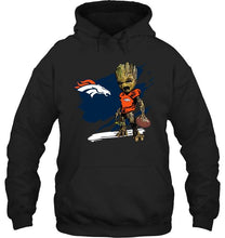 Load image into Gallery viewer, Denver Broncos angry baby groot ripped shirt
