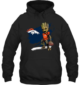 Denver Broncos angry baby groot ripped shirt
