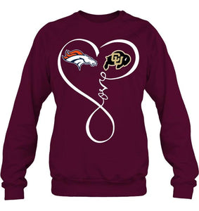 Denver Broncos Colorado Buffaloes love heart shirt