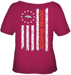 Denver Broncos star american flag on back shirt