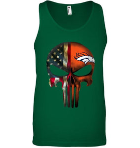 Denver Broncos skull american flag shirt