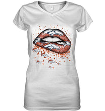 Load image into Gallery viewer, Denver Broncos heart glitter pattern lips shirt
