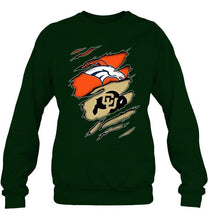 Load image into Gallery viewer, Denver Broncos and Colorado Buffaloes layer under ripped shirt
