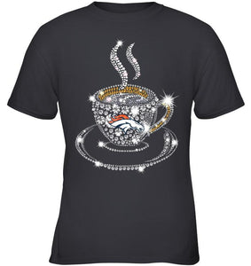 Denver Broncos coffee cup diamond glitter shirt