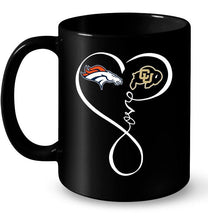 Load image into Gallery viewer, Denver Broncos Colorado Buffaloes love heart shirt
