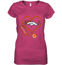 Load image into Gallery viewer, Denver Broncos nurse scope love heartbeat shirt
