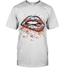 Load image into Gallery viewer, Denver Broncos heart glitter pattern lips shirt
