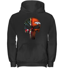 Load image into Gallery viewer, Denver Broncos skull american flag shirt
