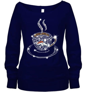 Denver Broncos coffee cup diamond glitter shirt