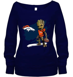 Denver Broncos angry baby groot ripped shirt