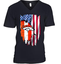 Load image into Gallery viewer, Denver Broncos flag ripped american flag shirt
