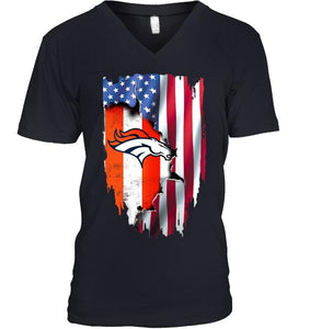 Denver Broncos flag ripped american flag shirt