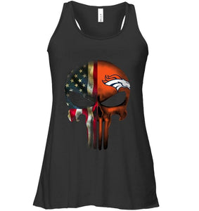 Denver Broncos skull american flag shirt