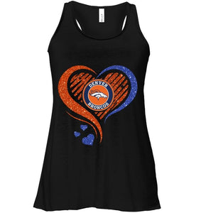 Denver Broncos heart glittering shirt