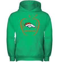 Load image into Gallery viewer, Denver Broncos heartbeat teacher apple shirt
