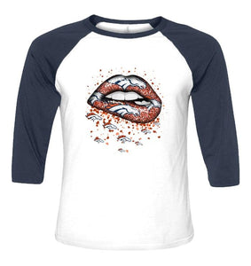 Denver Broncos heart glitter pattern lips shirt