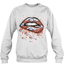 Load image into Gallery viewer, Denver Broncos heart glitter pattern lips shirt
