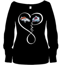 Load image into Gallery viewer, Denver Broncos Colorado Avalanche love heart shirt
