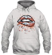 Load image into Gallery viewer, Denver Broncos heart glitter pattern lips shirt
