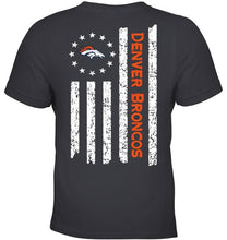 Load image into Gallery viewer, Denver Broncos star american flag on back shirt
