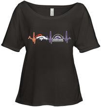 Load image into Gallery viewer, Denver Broncos Colorado Rockies heartbeat shirt
