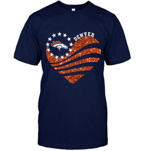 Load image into Gallery viewer, Denver Broncos glitter heart shirt
