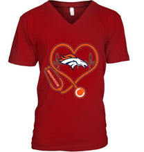 Load image into Gallery viewer, Denver Broncos nurse scope love heartbeat shirt

