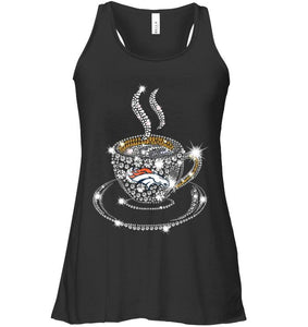 Denver Broncos coffee cup diamond glitter shirt