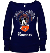 Load image into Gallery viewer, Mickey loves Denver Broncos fan shirt
