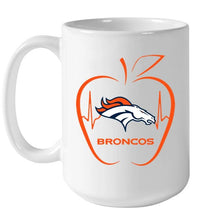 Load image into Gallery viewer, Denver Broncos heartbeat teacher apple shirt
