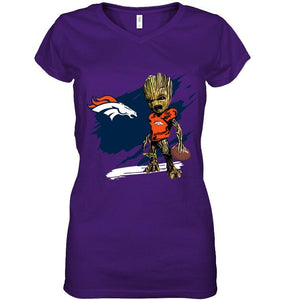 Denver Broncos angry baby groot ripped shirt