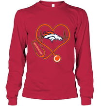Load image into Gallery viewer, Denver Broncos nurse scope love heartbeat shirt
