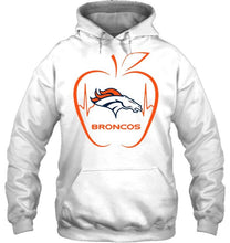 Load image into Gallery viewer, Denver Broncos heartbeat teacher apple shirt
