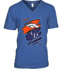 Load image into Gallery viewer, Denver Broncos and Colorado Rockies layer under ripped shirt
