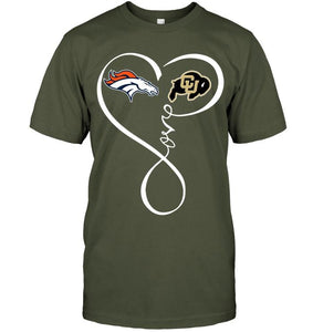 Denver Broncos Colorado Buffaloes love heart shirt