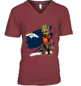 Denver Broncos angry baby groot ripped shirt