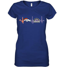 Load image into Gallery viewer, Denver Broncos Colorado Rockies heartbeat shirt
