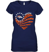 Load image into Gallery viewer, Denver Broncos glitter heart shirt
