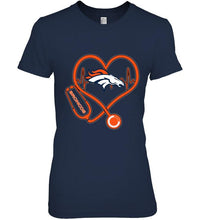 Load image into Gallery viewer, Denver Broncos nurse scope love heartbeat shirt
