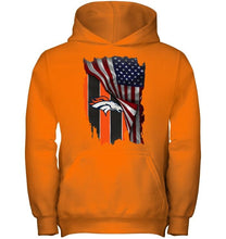 Load image into Gallery viewer, Denver Broncos american flag fan hoodie
